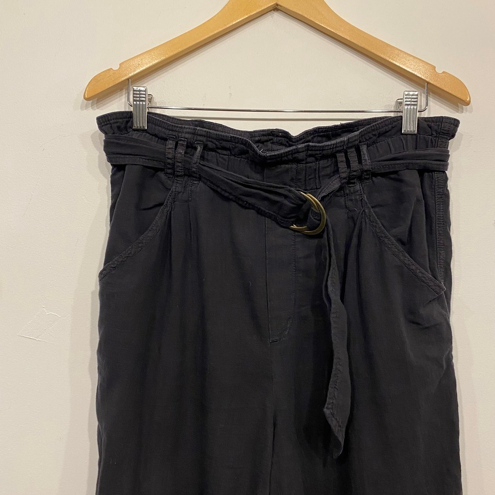 Anthropologie Malin Utility Belted Paperbag Waist Pants Charcoal Black Small - Picture 7 of 7
